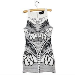 Black White Geometric Bodycon Mini Dress